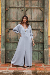 Vestido Mulatta manga larga y bolsillos - Gris